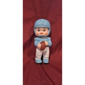 Vintage 1971 IWAI Industrial Ltd. Blue Football Player Squeaker Toy Cute EUC